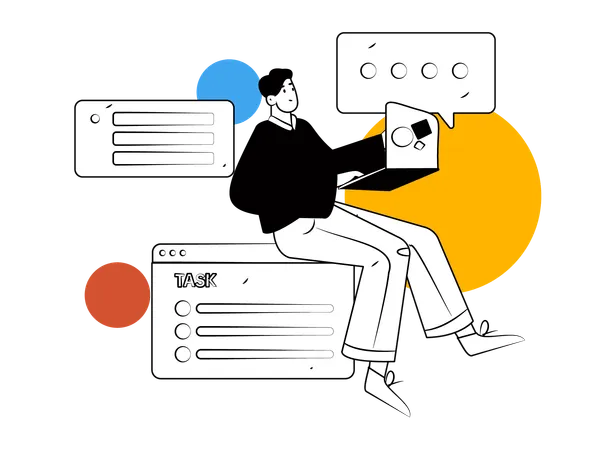 Man working with task schedule  Illustration