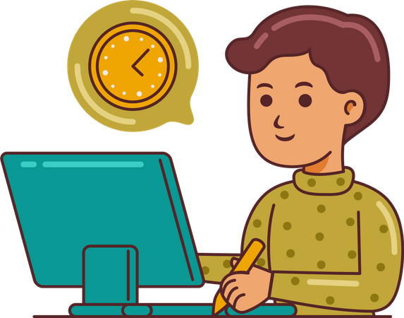 Man Working with time  Illustration