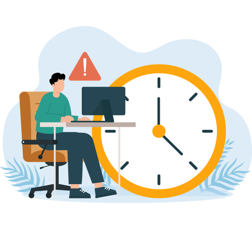 Man working with Time Deadline  Illustration