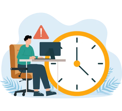 Man working with Time Deadline  Illustration