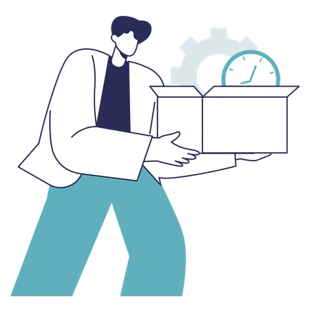 Man working with Time Management  Illustration