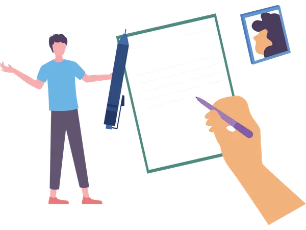 Man working with visual diary  Illustration