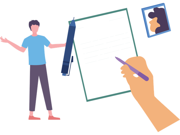 Man working with visual diary  Illustration