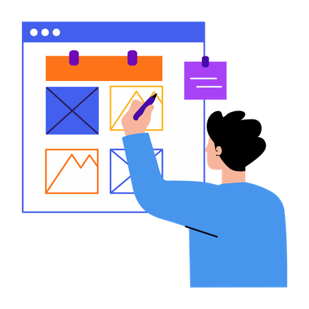 Man working with wireframe  Illustration