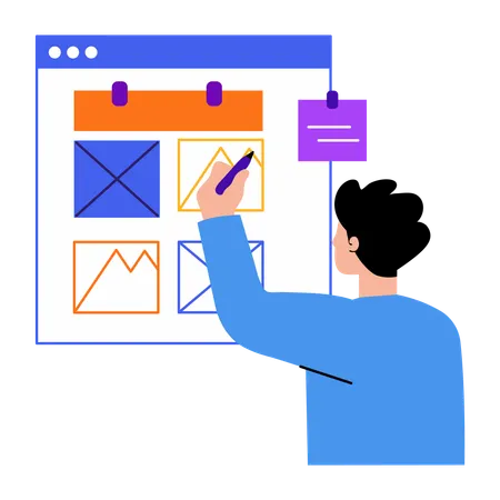 Man working with wireframe  Illustration