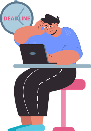 Man working with work deadline  Illustration
