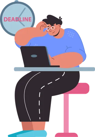 Man working with work deadline  Illustration