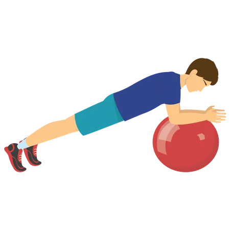 Man workout with gym ball Illustration