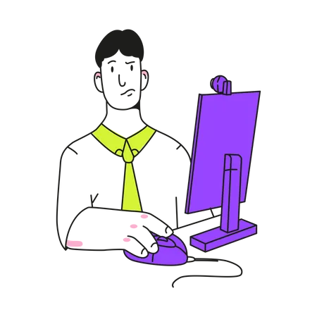 Man works at a computer  Illustration