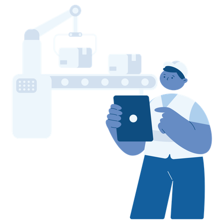 Man works at Smart Factory Automation  Illustration