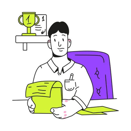Man works in his office  Illustration