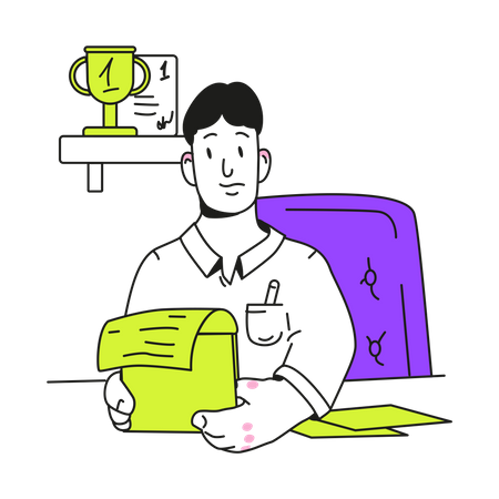 Man works in his office  Illustration