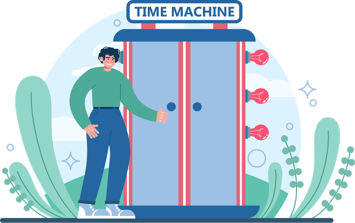 Man works in time machine  Illustration