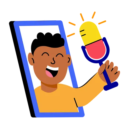 Man works on AI voice module  Illustration