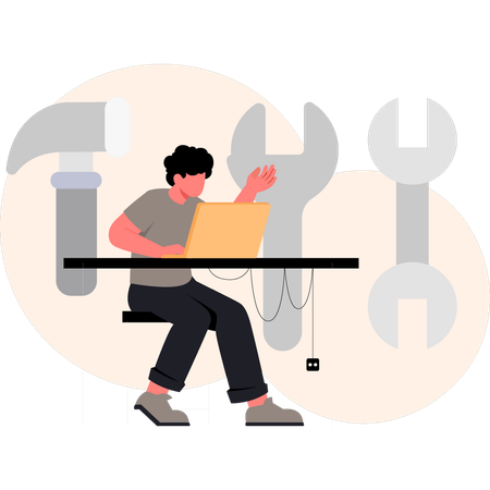 Man  works on maintenance  Illustration