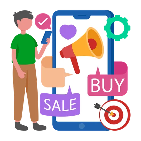 Man works on Mobile First Approaches  Illustration