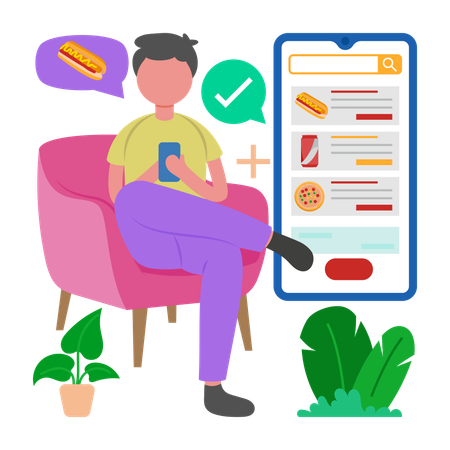 Man works on Online Order  Illustration