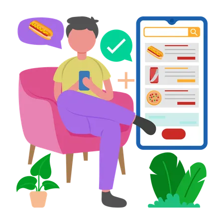 Man works on Online Order  Illustration