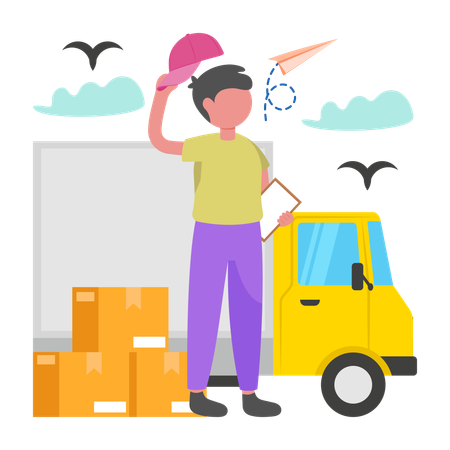Man works on Optimized Delivery Logistics  Illustration