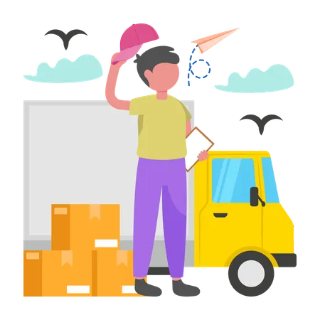Man works on Optimized Delivery Logistics  Illustration