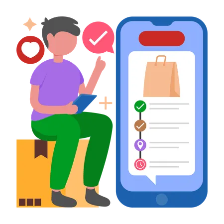 Man works on Order Status Updates  Illustration
