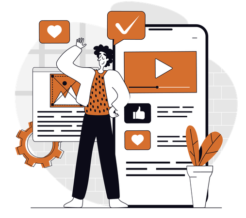 Man works on web layout design  Illustration