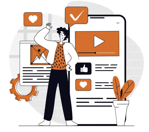 Man works on web layout design  Illustration
