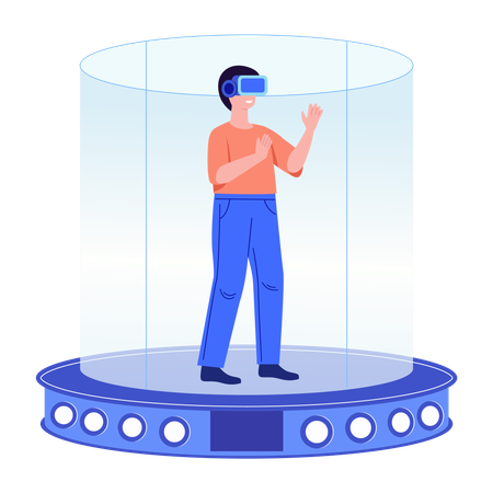 Man works with vr platform  Illustration