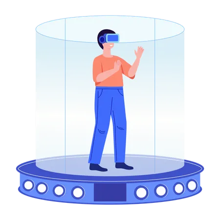 Man works with vr platform  Illustration