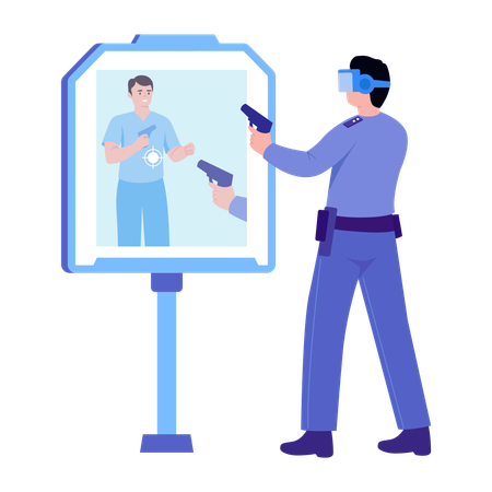 Man works with Vr police  Illustration