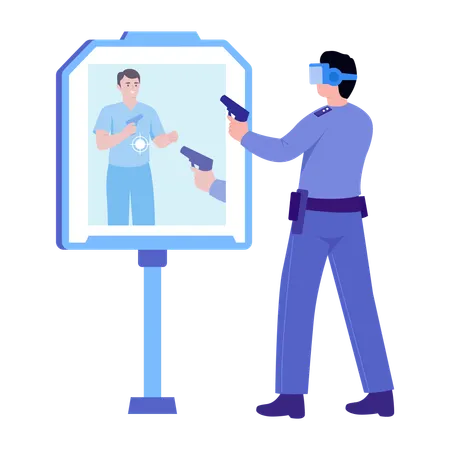 Man works with Vr police  Illustration