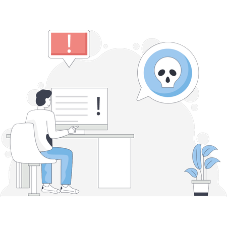 Man worried about network error  Illustration