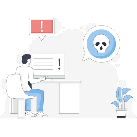 Man worried about network error  Illustration