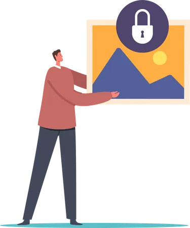 Man worried about privacy protection Illustration