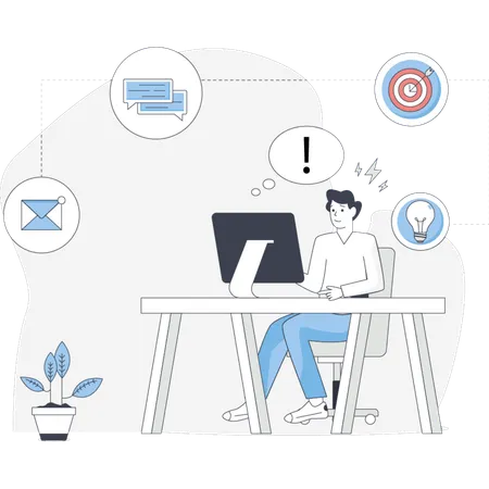 Man worried about workplace tension  Illustration