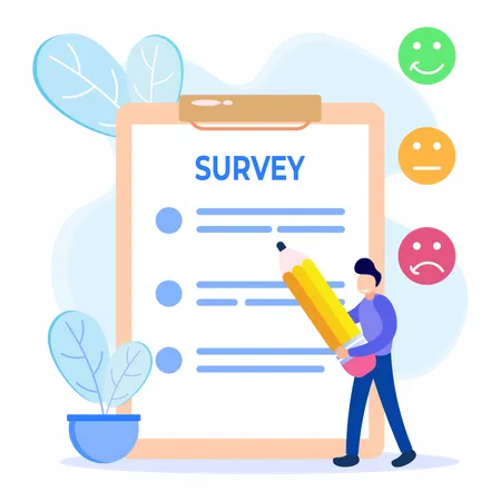 Man write feedback survey  Illustration