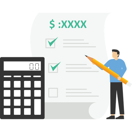 Man writing budget planning  Illustration