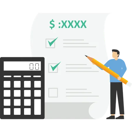 Man writing budget planning  Illustration