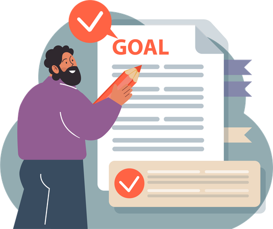 Man writing business goal  Illustration