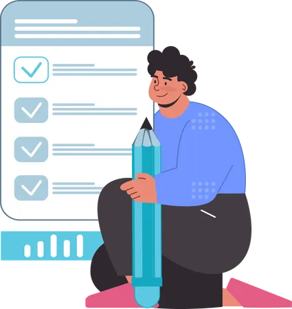 Man writing business planning  Illustration