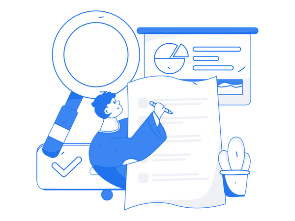 Man writing Business report  Illustration