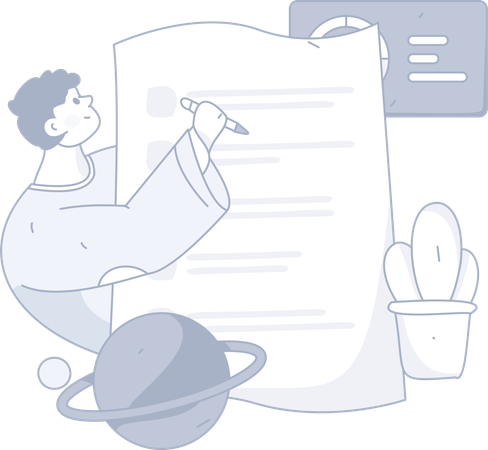 Man writing business report  Illustration