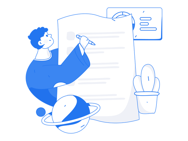 Man writing business report  Illustration