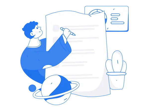 Man writing business report  Illustration