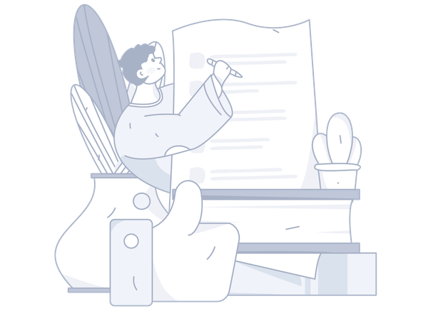 Man writing homework  Illustration