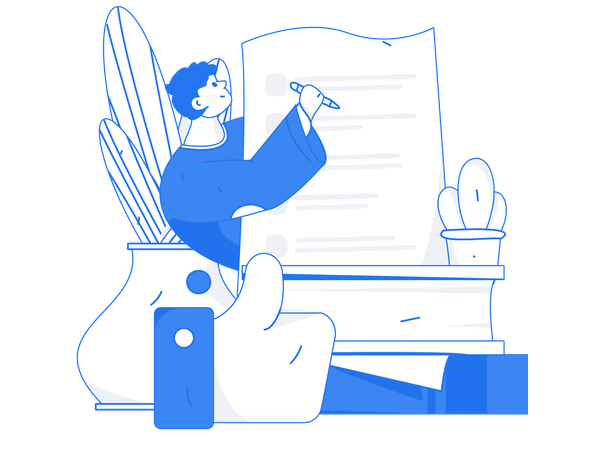 Man writing homework  Illustration