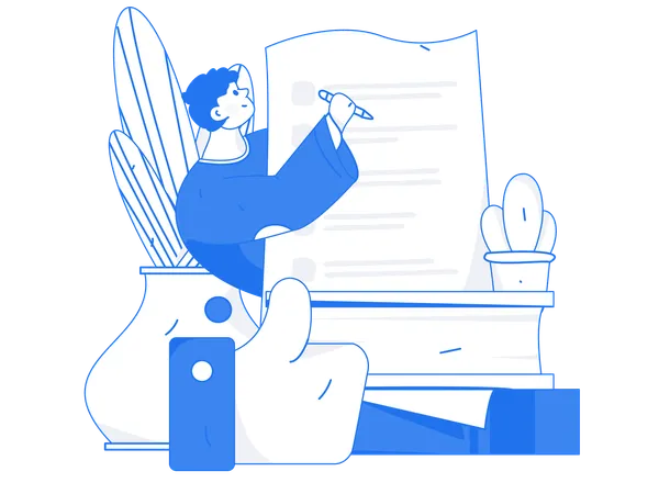 Man writing homework  Illustration