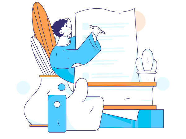 Man writing homework  Illustration