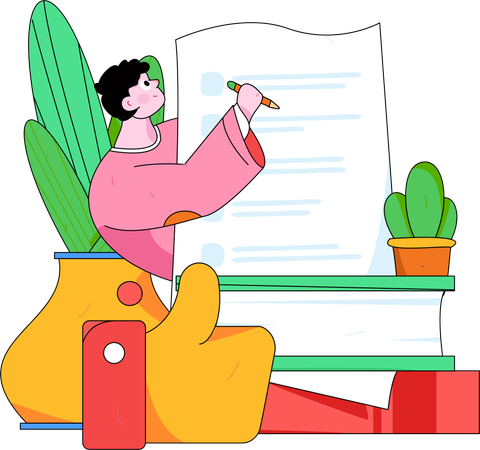 Man writing homework  Illustration