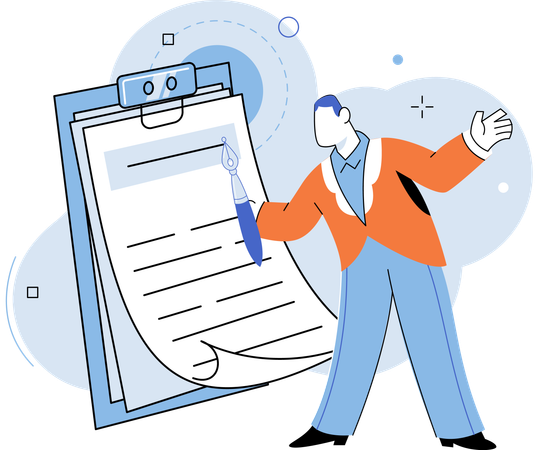 報告書を書いている男性  イラスト